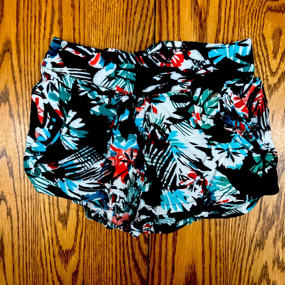 🌴FULL TILT🌴BLACK Tropical print SHORTS little girls sz XS 100%rayon✨VeryGUC✨